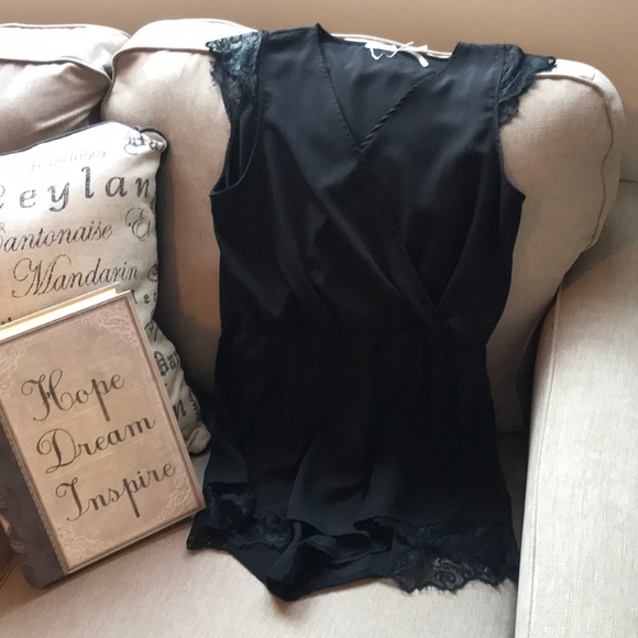 Chi Blue Pants - Women’s Short Sleeve Black  Romper